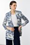 Patterned Ornamental Buttoned Jacket Indigo-4166 - 3