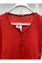 Cotton Solid Color Normal Fit Buttoned Lycra Cotton Ribbon Cotton Short Sleeve Women's Mother's Combed Tee - 3