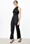 Sleeveless Satin Jumpsuit Dress Black - 3