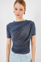 Short Sleeve Sandy Blouse with Shirring Detail 945 - Anthracite - 3