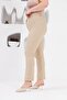 Pocket Detailed Large Size Fabric Trousers Cream - 2