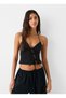 Low-Cut Crop Blouse with Rope Ties - 2