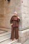 Women's Double Button Detailed Suit Brown - 3