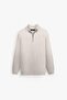 Men's half zip polo neck sweater beige - 2