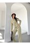 Women's Belted Gold Button Detail Suit Khaki - 4
