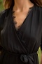 Short Sleeve Skirt Tip Laced Dress - Black - 3