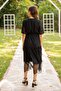 Short Sleeve Skirt Tip Laced Dress - Black - 2