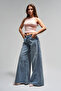 Women's T.Kot Color 10S5-32 Elephant Leg Loose Cut 100% Cotton Ripped Detailed Denim Jean - 4