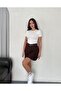 Pleated Inner Tights Belt Detailed Above Knee Skirt