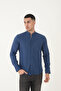 Laci̇ Hakim Collar Cotton 100% Linen Texture Slim Fit Men's Shirt - 2