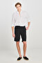 Relaxed Fit Wide Cut Elastic Waist Detailed Stretchy Black Chino Shorts - 2