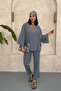 Gray Bottom Top V-Neck Seersucker Suit