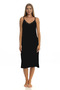 Black Strappy Women's Beach Dress with Slit Ribbon and Lace Detail - 2