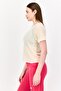 Women Sportswear Fit Short Sleeve Training Top , Beige - 4