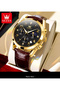 Gold Case a Touch of Elegance to Time Men's Wristwatch Leather Cord 324
