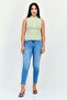 Women Mock Neck Sleeveless Ribbed Tank Top, Mint Green - 4