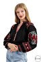 Women's Ethnic Embroidered Vintage Black Linen Cotton Blend Blouse - 6