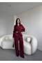 Women's Jacquard Draped Fabric Shirt and Trousers Set - 4