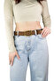 100% Genuine Leather, Gold Buckle, 4 cm Suede Milk Brown Women's Belt; Jeans, Sports Belt=Suede.08.Sütka - 2