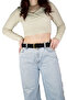 100% Genuine Leather, 4 cm Suede Black Women's Belt with Gold Color Buckle; Jeans, Sports Belt=Suede.26.Black - 2