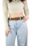 100% Genuine Leather, 4 cm Suede Milk Brown Women's Belt with Nickel Buckle; Jeans, Sports Belt=Sü.70.N.Stka - 2