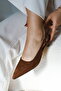 Sole Pointed Toe Single-Strap Buckled Dark Brown Suede Heeled Women's Shoe - 5