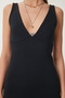 Women's Black V-Neck Midi Knitted Dress Ub00378 - 4
