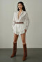 White Boho Ruffle Detail Sheer Cropped Shirt TWOSS25GO00165 - 3