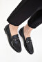 Black Genuine Leather Women's Loafer Shoes 20562 - 5