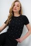 Women's Black Crew Neck Pearl Studded Ottoban Crop Blouse Alc-X13918 - 4