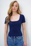 Women's Navy Blue Square Neck Lycra Jumpsuit Double Fabric Crop Blouse Alc-X13903 - 5