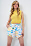 White Double Pocket Multi Patterned Self-Tie Beach Shorts Alc-X14135 - 3