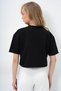 Women's Black Crew Neck Teddy Bear Motif Oversize Crop T-Shirt Alc-X13675 - 6