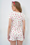 Cherry Pattern Red Crew Neck Cotton Scallop Detailed Blouse and Shorts Pajama Set Pjm-X13901 - 6