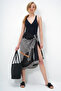Women's Black Patterned Pareo Shawl Alc-X14150 - 2