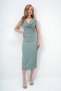 Women's Khaki Degaje Collar Wrap Fabric Sleeveless Summer Dress Alc-X14128 - 3