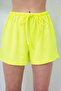 Women's Lemon Yellow Cotton Basic T-Shirt and Tie-Up Shorts Combed Cotton Bottom Top Set Pjm-X13904 - 5