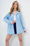 Light Blue Snap Closure Oversize Me Alc-X13950 - 4