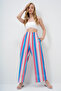 Women's Pink Blue Double Pocket Line Patterned Wide Leg Summer Trousers Alc-X14142 - 2