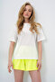 Women's Lemon Yellow Cotton Basic T-Shirt and Tie-Up Shorts Combed Cotton Bottom Top Set Pjm-X13904