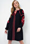 Black Balloon Sleeve Embroidered Summer Midi Dress Alc-X14107 - 3