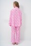 Women's Pink Piping Detailed Digital Printed Satin Long Shirt and Pants Pajamas Set Pjm-X13913 - 5
