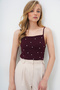 Women's Burgundy Square Collar Trok Stone Pocketed Rope Strap Blouse Alc-X13884 - 4