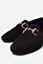Women's Leather Black Buckle Loafer - 5