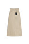 Long Flared Denim Skirt Beige
