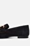 Women's Leather Black Buckle Loafer - 8