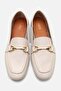Women's Leather Ecru Buckle Loafer - 8