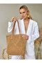 Square Mesh Imported Holiday Beach Straw Bag with Zippered Insole Pocket - 4