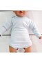 Blue Plain Long Sleeve Bottom Snap-On Bodysuit - 2
