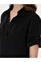 Black Regular Fit Linen Short Woven Dress 50309345-Vr046 - 6